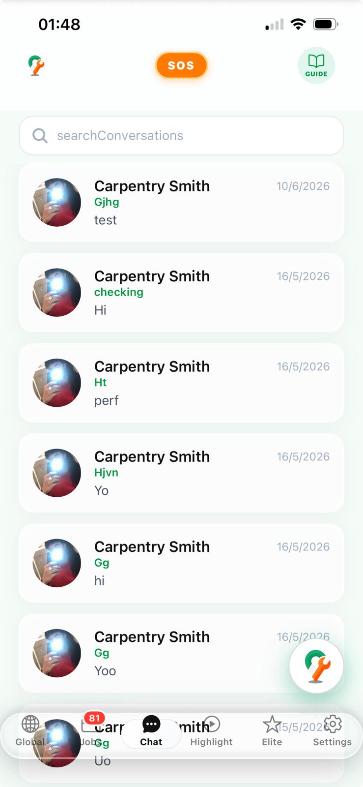 Tradesfind client chat