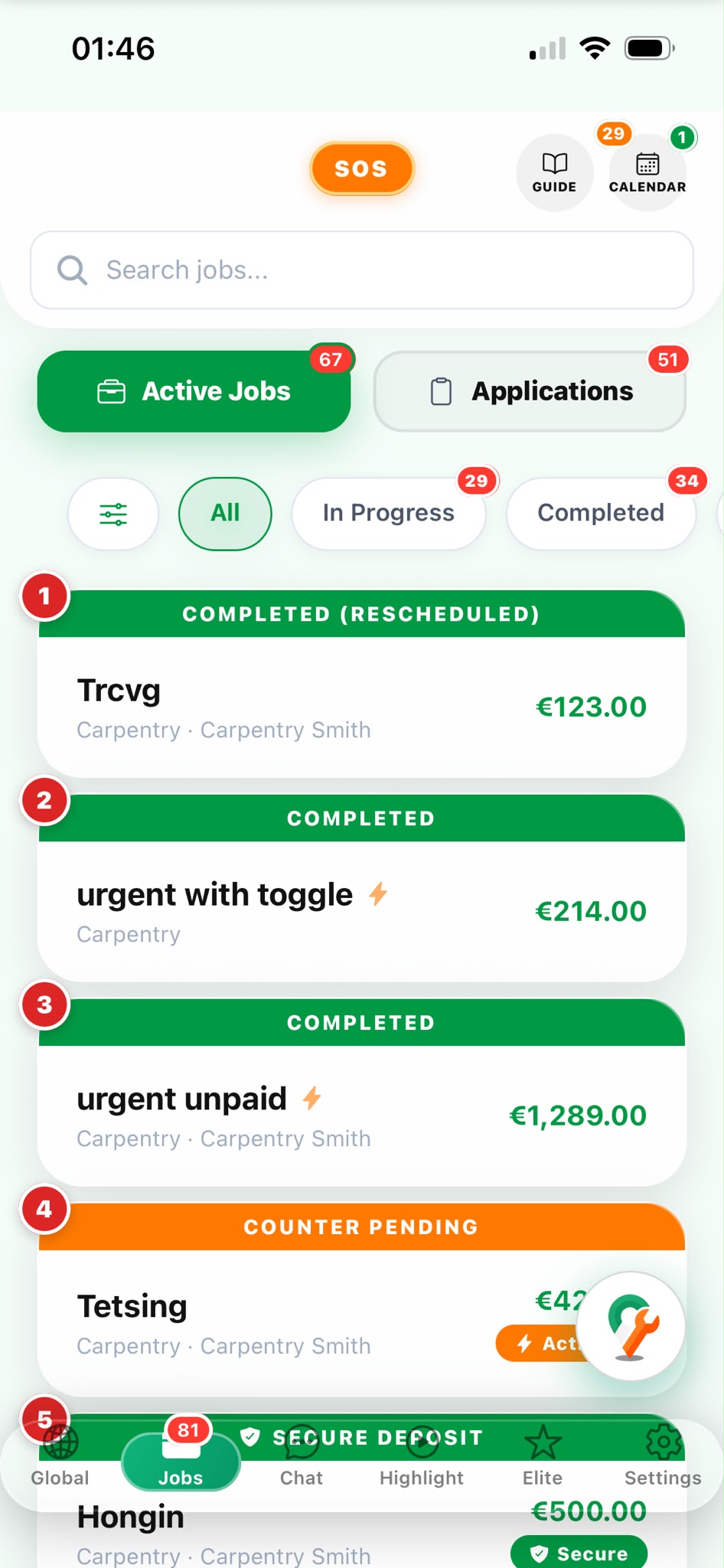 Tradesfind client jobs